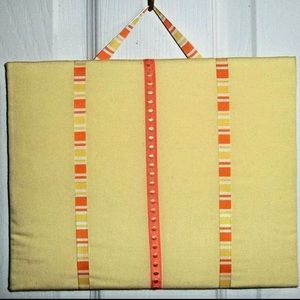 NEW yellow orange fabric bulletin photo memo  memory board 10” x 8” handmade